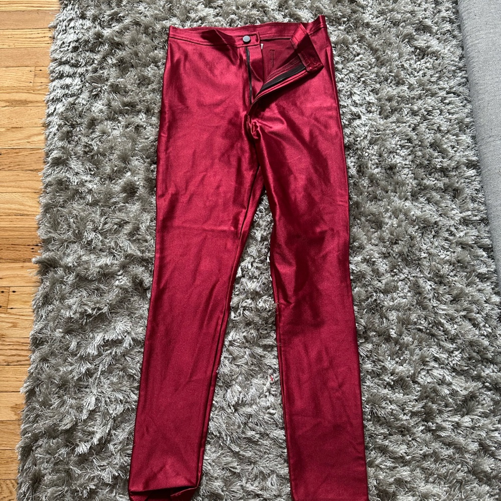 American Apparel. Disco pants! Red/burgundy. Size L. Pockets on back. Stretchy!